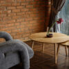 Twin solid oak coffee table set in contemporary living room