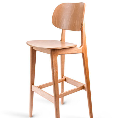 Lula Bar beech bar chair with curved wooden backrest