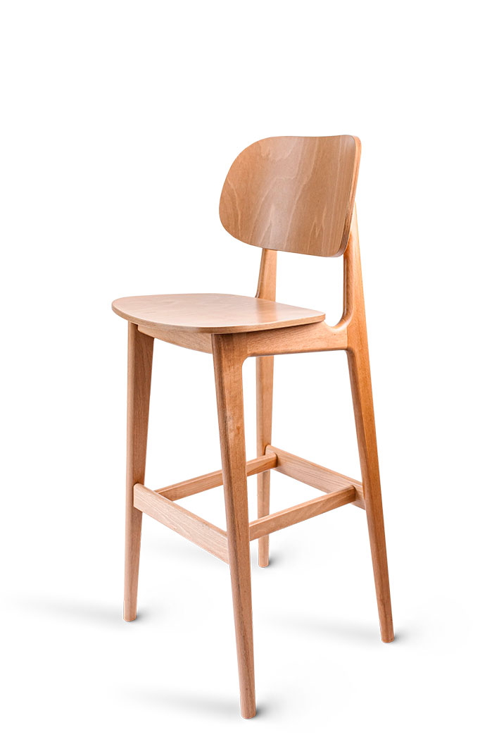 145 Lula Bar beech bar chair with curved wooden backrest