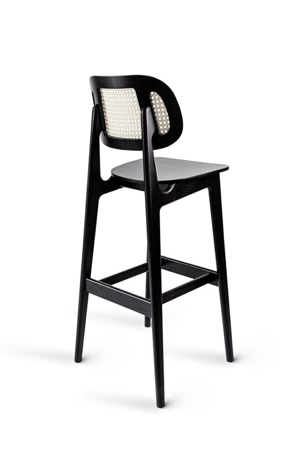 Benet Bar oak bar chair cane back detail