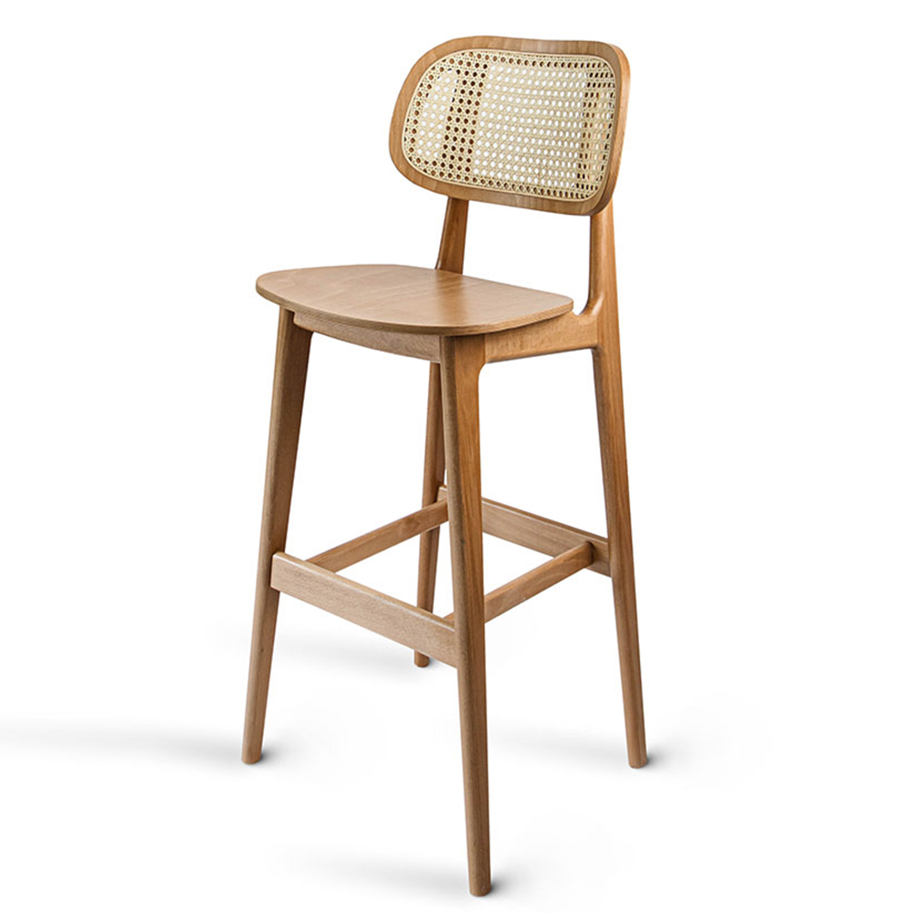 Benet Bar oak bar chair with cane backrest