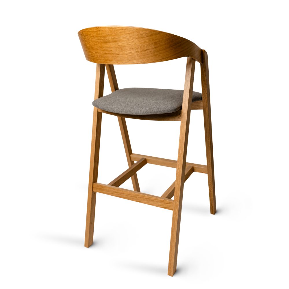 GURU Bar Soft oak bar chair with upholstered backrest