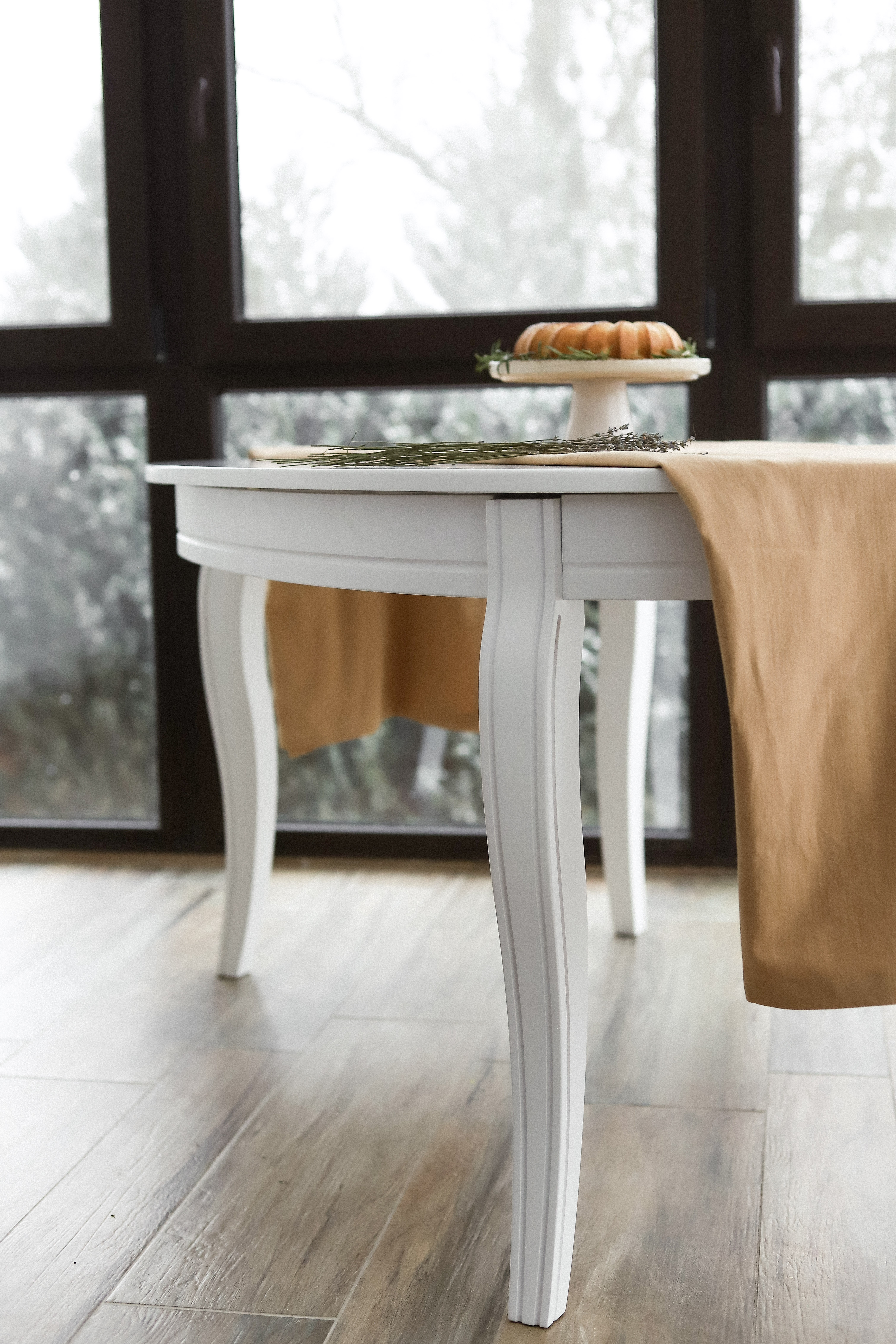 IMG_7333 Sofi dining table curved edge and sculpted beech leg