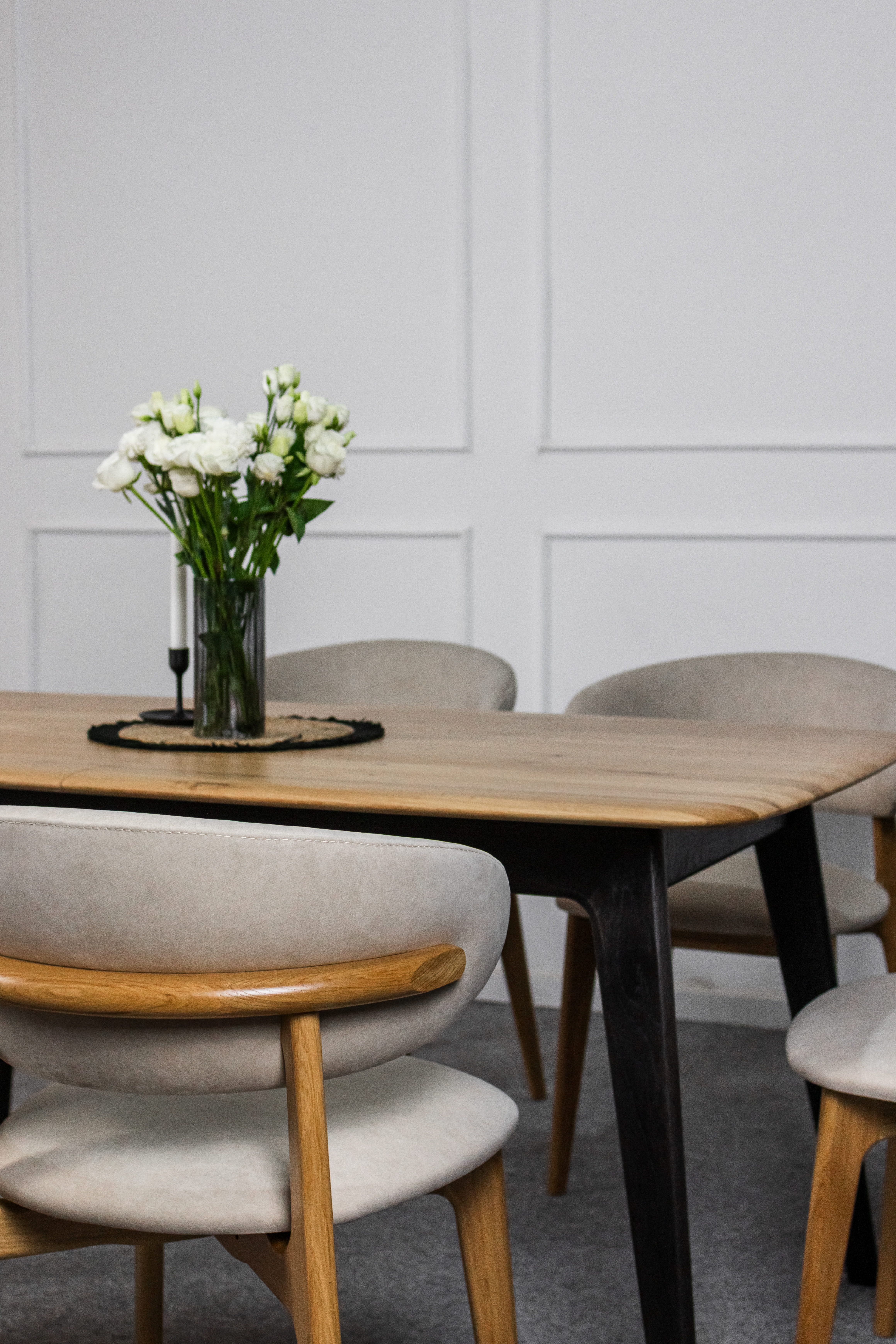 Woodside solid oak and beech dining table